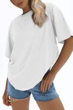 Womens  T Shirts Loose Fit Crewneck Short Sleeve Tops Summer Casual Blouse 2026  Basic Tee Beach - Image 2
