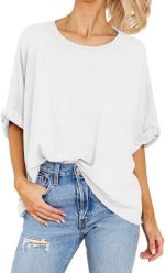 Womens  T Shirts Short Sleeve Loose Casual Tops Summer Basic Tees | Crew Neck,Boyfriend Shirt,Casual Tops,Maternity Clothes - Image 2