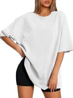 Womens  T Shirts Loose Fit Crewneck Short Sleeve Tops Summer Casual Blouse 2026  Basic Tee Beach