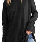 Women Thumb Hole Long Sleeve Crew T Shirt