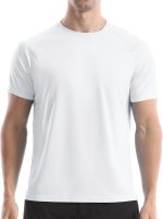 MenUPF 50+ Swim Shirts, Sun tection Short Sleeve Rash Guard, Quick Dry T-Shirt for Fishing and Surfing