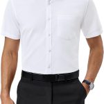 Mens Short Sleeve Dress T-Shirts Regular Fit Stretch Wrinkle-Resistant Button Down T-Shirts