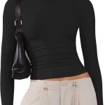 Women High Neck Slim Long Sleeve T Shirt