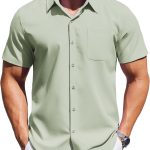 Mens Short Dress T-Shirts Button Down T-Shirts Regular Fit Business Casual T-Shirt with Pocket