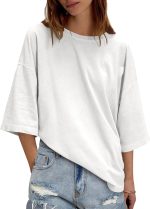 Womens  Loose Fit T-Shirts | Half Sleeve, Summer Casual Crew Neck,  Basic Tees, Spring trendy clothing, Teacher outfits