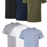 MenPocket Undershirt Pack, Cotton Crew Neck T-Shirt, Moisture Wicking Tee, Assorted 6-Pack