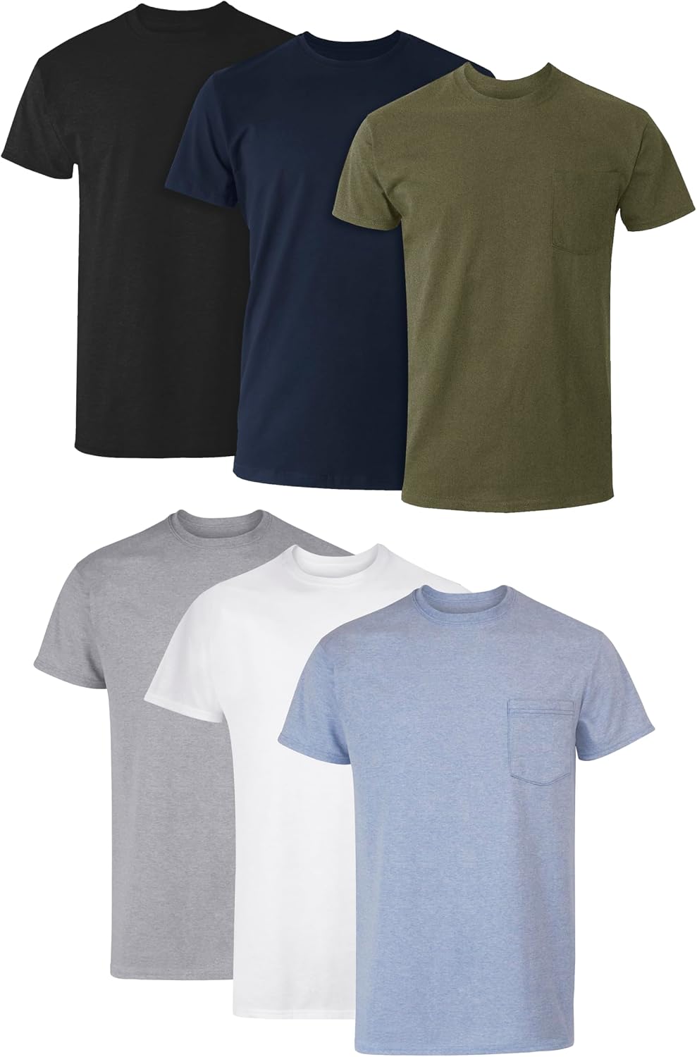 71ISTYxoRgL._AC_SL1500_.jpg MenPocket Undershirt Pack, Cotton Crew Neck T-Shirt, Moisture Wicking Tee, Assorted 6-Pack - Image 1