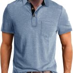 MenFashion Casual T-Shirts Cotton Slim Fit Button Short Basic Golf Work Tops T-Shirt