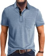 MenFashion Casual T-Shirts Cotton Slim Fit Button Short Basic Golf Work Tops T-Shirt
