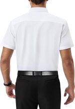 Mens Short Sleeve Dress T-Shirts Regular Fit Stretch Wrinkle-Resistant Button Down T-Shirts - Image 2