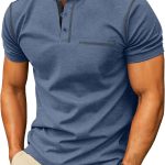 Mens Henley Shirts Short Sleeve Summer Casual Classic Cotton T Shirts Pocket Button Shirt