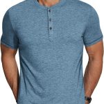 MenHenley Shirts Short Sleeve Casual Basic Tee Summer Button Henley Soild T Shirts