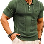 MenKnit T-Shirts Short Texture Lightweight Golf T-Shirts Sweater T-Shirt