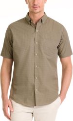 MenWrinkle Free Short Sleeve Button Down Check T-Shirt