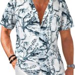 MenHawaiian Floral T-Shirts Short Sve Button Down Tropical Summer Beach T-Shirts