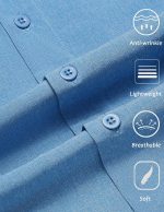 Mens Wrinkle Free T-Shirts Short Casual Button Down Summer Dress T-Shirts - Image 2